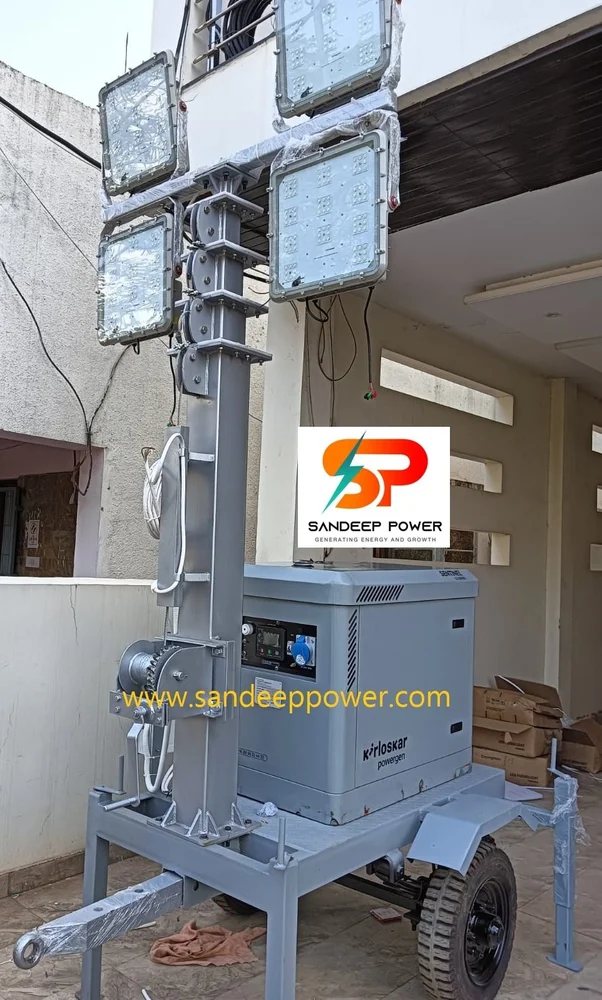 Mobile Lighting Tower with 5 kva Silent DG Set