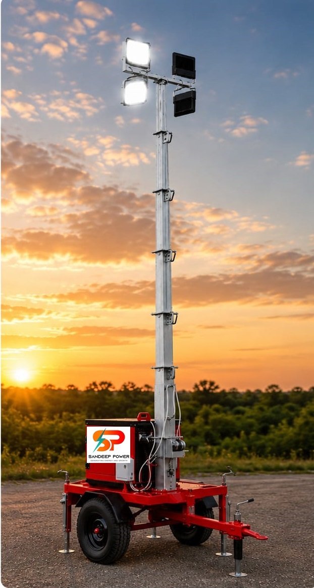 Mobile Lighting Tower with 7.5 kva Silent DG Set