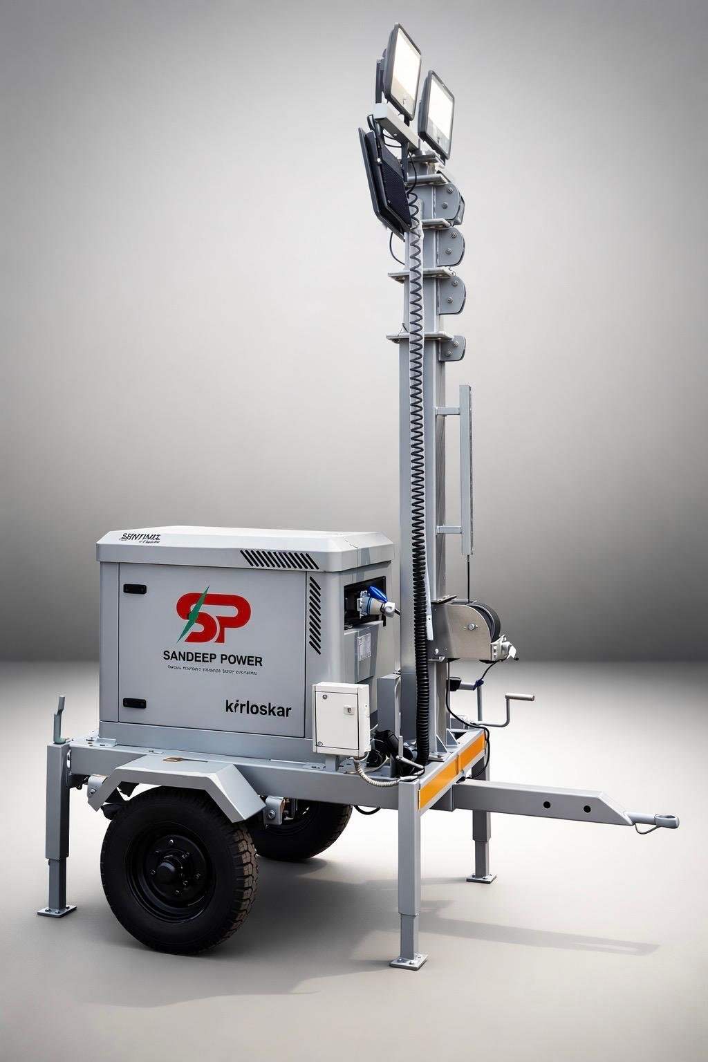 Mobile Lighting Tower with 5.5 kva Kirloskar Silent DG Set